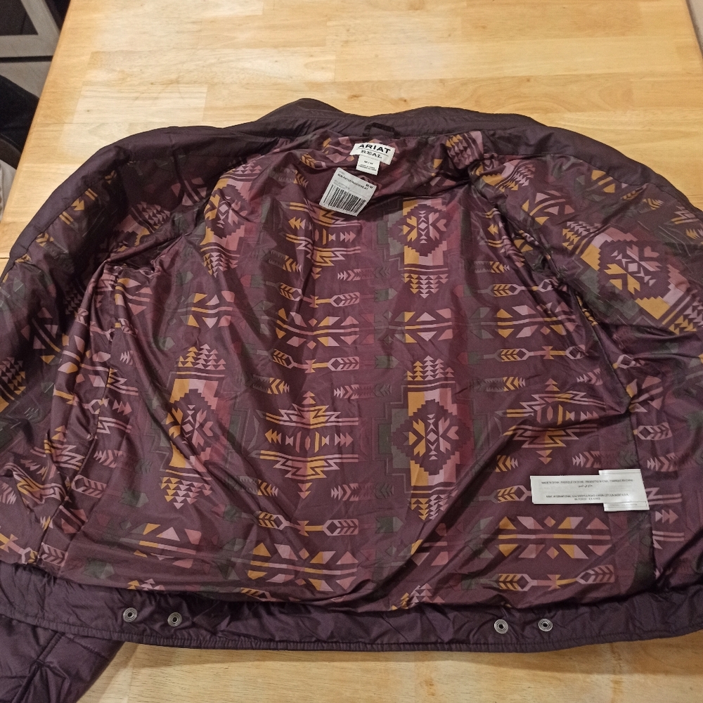 Ariat Women's REAL Puffer Trucker Jacket, Mulberry Wine Size Medium - Picture 3 of 10